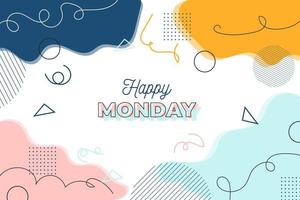 Modern happy monday memphis background. Creative ornament abstract design. Vector illustration