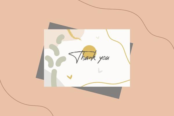 Thank you card label design pastel with plant element ornament for wedding message, invitation, thanksgiving, greeting, lettering, celebration. vector illustration