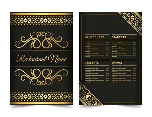 Luxury restaurant menu with ornament