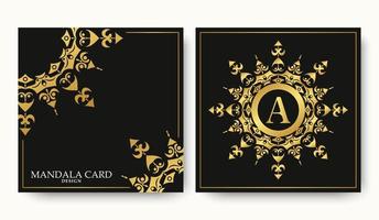 Luxury mandala decorative card in gold color vector