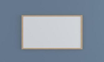 Horizontal wooden frame mockup on wall photo