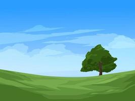 Tree in Meadow Landscape vector