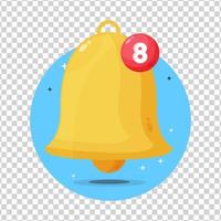 Notification bell with number on blank background vector