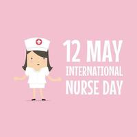 12 May. International Nurse Day cartoon character. vector