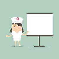 Nurse giving medical presentation. vector