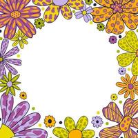 estilo de decoración de diseño plano de círculo de marco de flor. frontera floral. vector