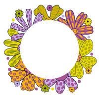 Flower frame circle flat design decoration style. Border floral. vector