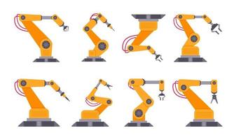 Robotic arm set flat style design vector illustration