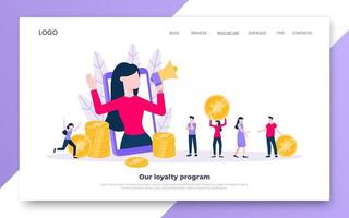 Loyalty program landing page flat style design vector illustration concept.