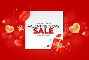 Valentine s Day sale banner Background Design. Template for advertising, web, social media and fashion ads. Horizontal poster, flyer, greeting card, header for website Vector Illustration eps10