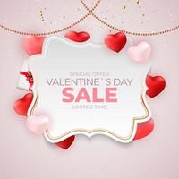 Valentine's Day sale banner Background Design. Template for advertising, web, social media and fashion ads. Horizontal poster, flyer, greeting card, header for website Vector Illustration eps10