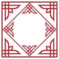 Traditional decorative old style frame. Chinese New Year ornament pattern border design in red. Vector