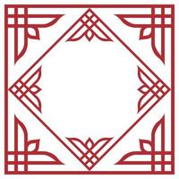 Traditional decorative old style frame. Chinese New Year ornament pattern border design in red. Vector