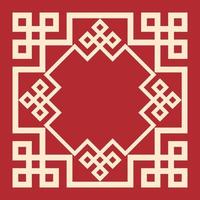 Chinese frame. Decorative oriental ornament frame on red background. Vector
