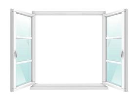 Wooden classic vintage open white window vector