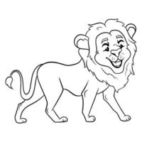 carácter animal león divertido en estilo de línea. ilustración infantil. vector