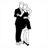 The girl and the guy are hugging. A girl in a dress. The guy in the suit. vector