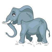 elefante divertido personaje animal en estilo de dibujos animados. ilustración infantil. vector