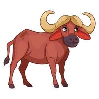 Animal character funny buffalo in cartoon style. Children's illustration. vector