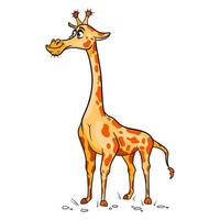 Animal character funny giraffe in cartoon style. vector