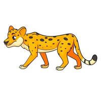 guepardo divertido personaje animal en estilo de dibujos animados. ilustración infantil. vector