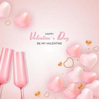 Valentine s Day Holiday Gift Card Background Realistic Design. Template for advertising, web, social media and fashion ads. Poster, flyer, greeting card, header for website Vector Illustration EPS10