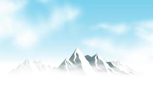 winter mountain scenery vector illustration