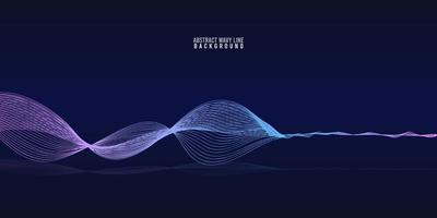 Abstract wave lines dynamic flowing colorful light isolated on blue gradient background. Vector illustration design element in concept of music, party, technology, modern.