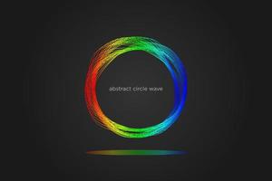 Abstract wave circle lines dynamic flowing colorful light isolated on black gradient background.Concept for of music, party, technology, modern. vector