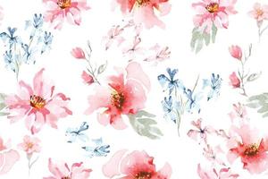 Seamless pattern of Blooming flowers with watercolor 26 vector