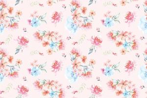 Seamless pattern of Blooming flowers with watercolor 38 vector