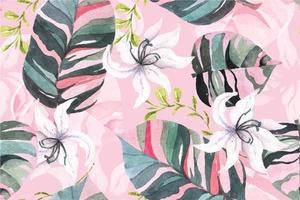 Seamless pattern of lily and leaves paint painted in watercolor on pastel background.Designed for fabric luxurious and wallpaper, vintage style.Hand drawn botanical floral pattern illustration. vector