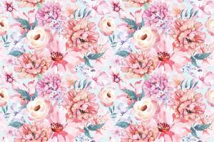 Seamless pattern of rose,peony and Blooming flowers with watercolor on pastel colors.Designed for fabric luxurious and wallpaper, vintage style.Hand drawn floral pattern illustration.
