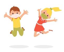 concepto de niños felices saltando. vector ilustración plana