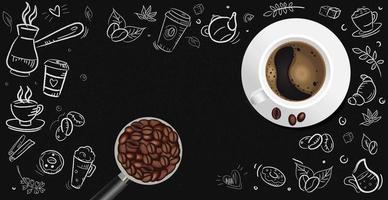 Fondo de café con taza de café realista - vector foto