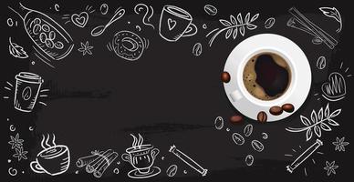 Coffee background with realistic cup of coffee - Vector photo