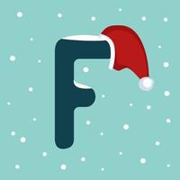 Letter F with Santa hat vector