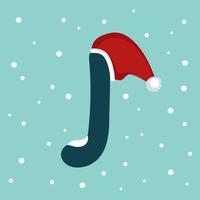 Letter J with Santa hat vector