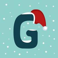 Letter G with Santa hat vector