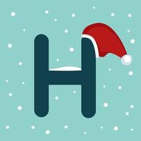 Letter H with Santa hat vector