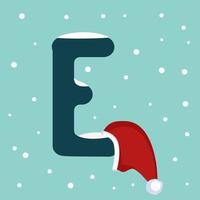 Letter E with Santa hat vector