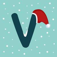 Letter V with Santa hat vector