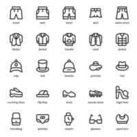 paquete de iconos de moda y ropa para el diseño de su sitio web, logotipo, aplicación, ui. diseño de esquema de icono de moda y ropa. Ilustración de gráficos vectoriales y trazo editable. vector