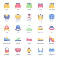 Fashion and Clothes icon pack for your website design, logo, app, UI. Fashion and Clothes icon flat design. Vector graphics illustration and editable stroke.