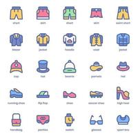 paquete de iconos de moda y ropa para el diseño de su sitio web, logotipo, aplicación, ui. icono de moda y ropa diseño de color lineal. Ilustración de gráficos vectoriales y trazo editable. vector