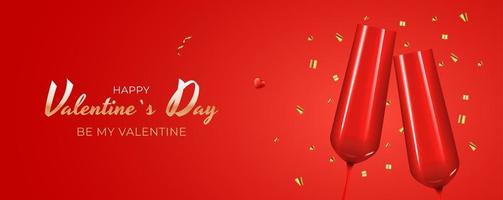Valentine s Day Holiday Gift Card Background Realistic Design. Template for advertising, web, social media and fashion ads. Poster, flyer, greeting card, header for website Vector Illustration