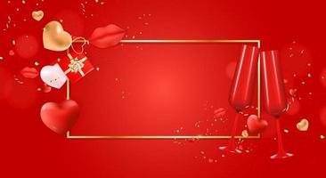 Diseño realista del fondo de la tarjeta de regalo de vacaciones del día de San Valentín. plantilla para publicidad, web, redes sociales y anuncios de moda. cartel, folleto, tarjeta de felicitación, encabezado para la ilustración de vector de sitio web