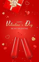 Valentine s Day Holiday Gift Card Background Realistic Design. Template for advertising, web, social media and fashion ads. Poster, flyer, greeting card, header for website Vector Illustration