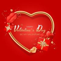 Valentine s Day Background Design with Realistic Gift Box and Heart. Template for advertising, web, social media and fashion ads. Poster, flyer, greeting card. Vector Illustration EPS10