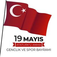 19 de mayo conmemoración del ataturk, día de la juventud y el deporte vector